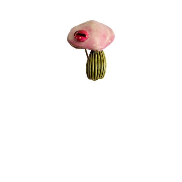 Vintage Pink Toadstool Mushroom Brooch - Picture 1 of 10